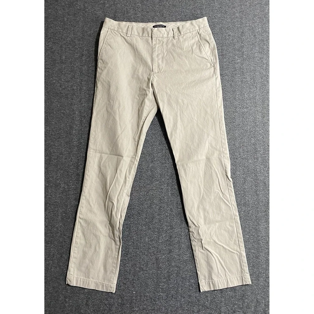 Banana Republic Aiden Chino Mens Pants Beige Casual 33x34 Straight Leg